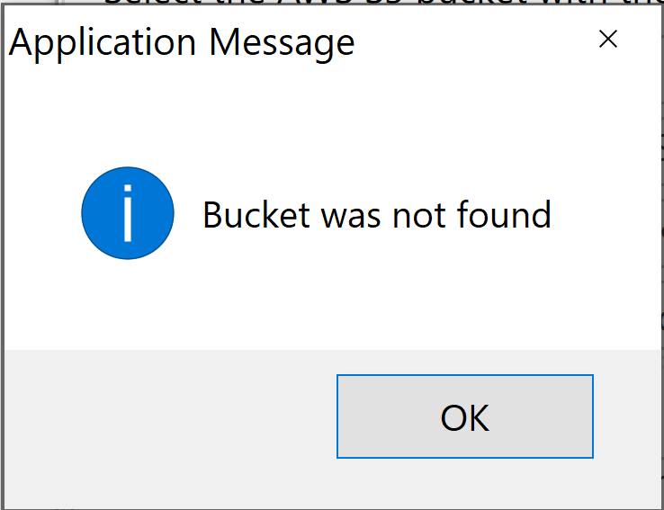 Bucket was not found error