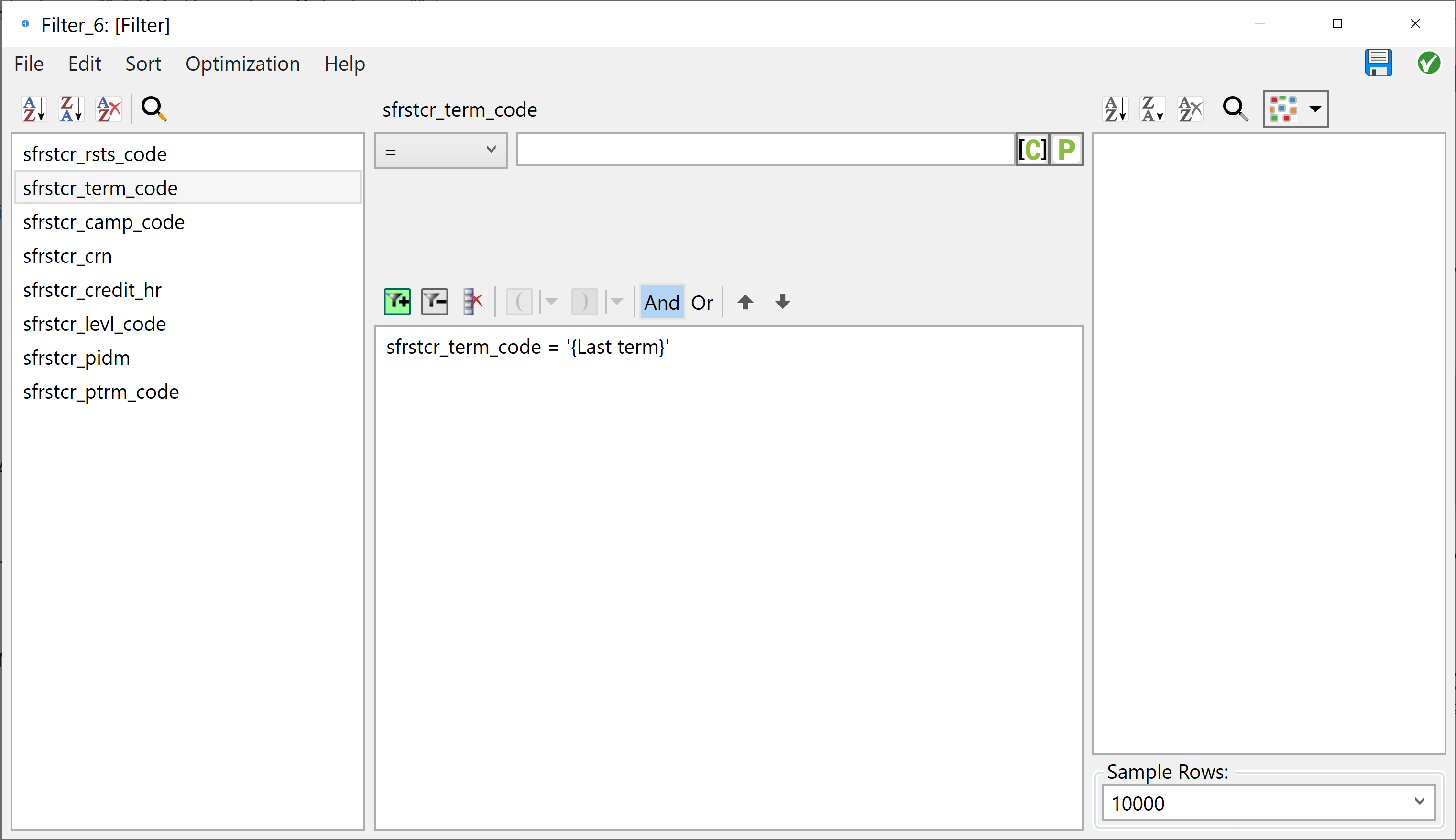 Configuring a filter node to use a parameter in a filter condition