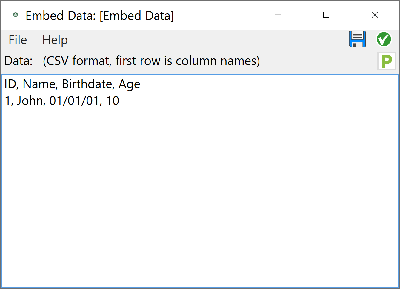 Using an embed data node