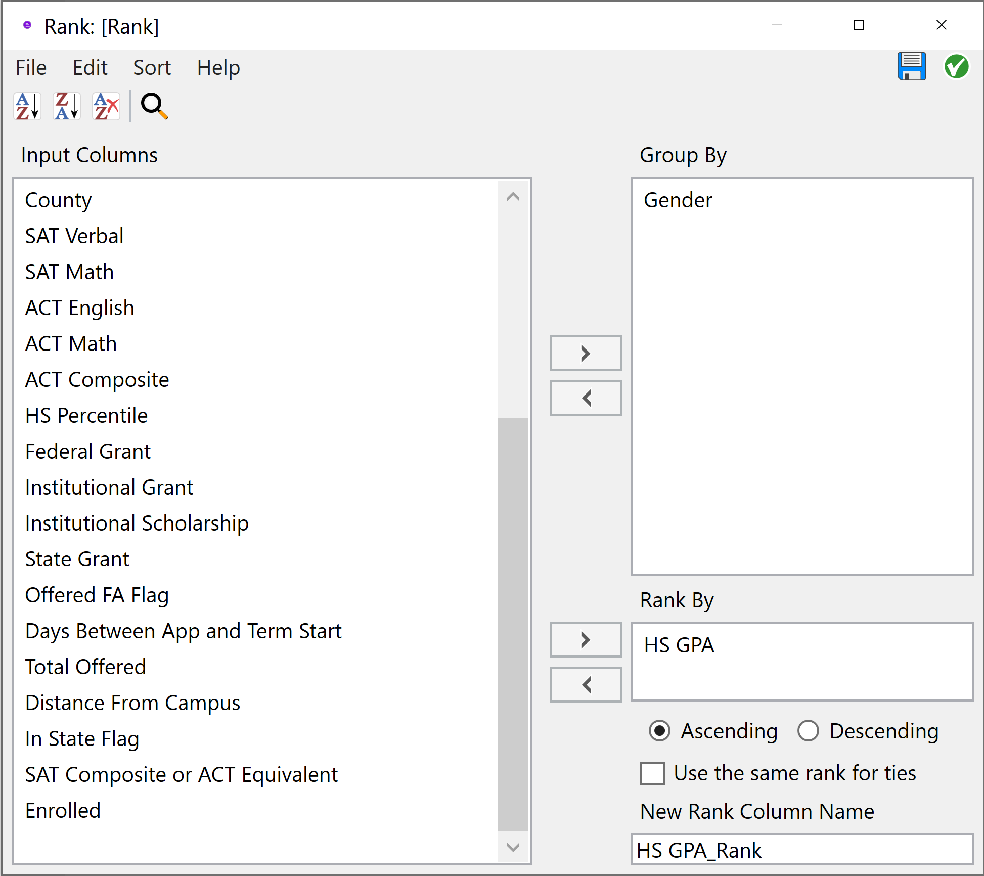 Configuring a rank node