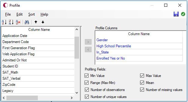 Configuring a profile node