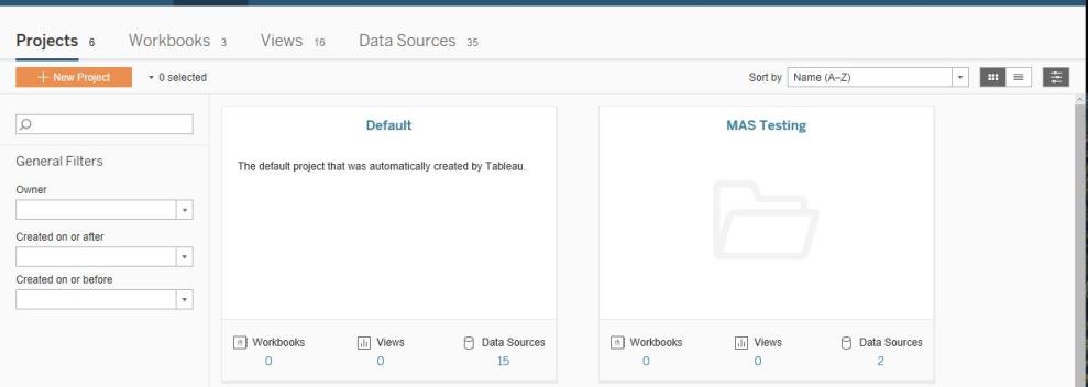 Tableau online project space