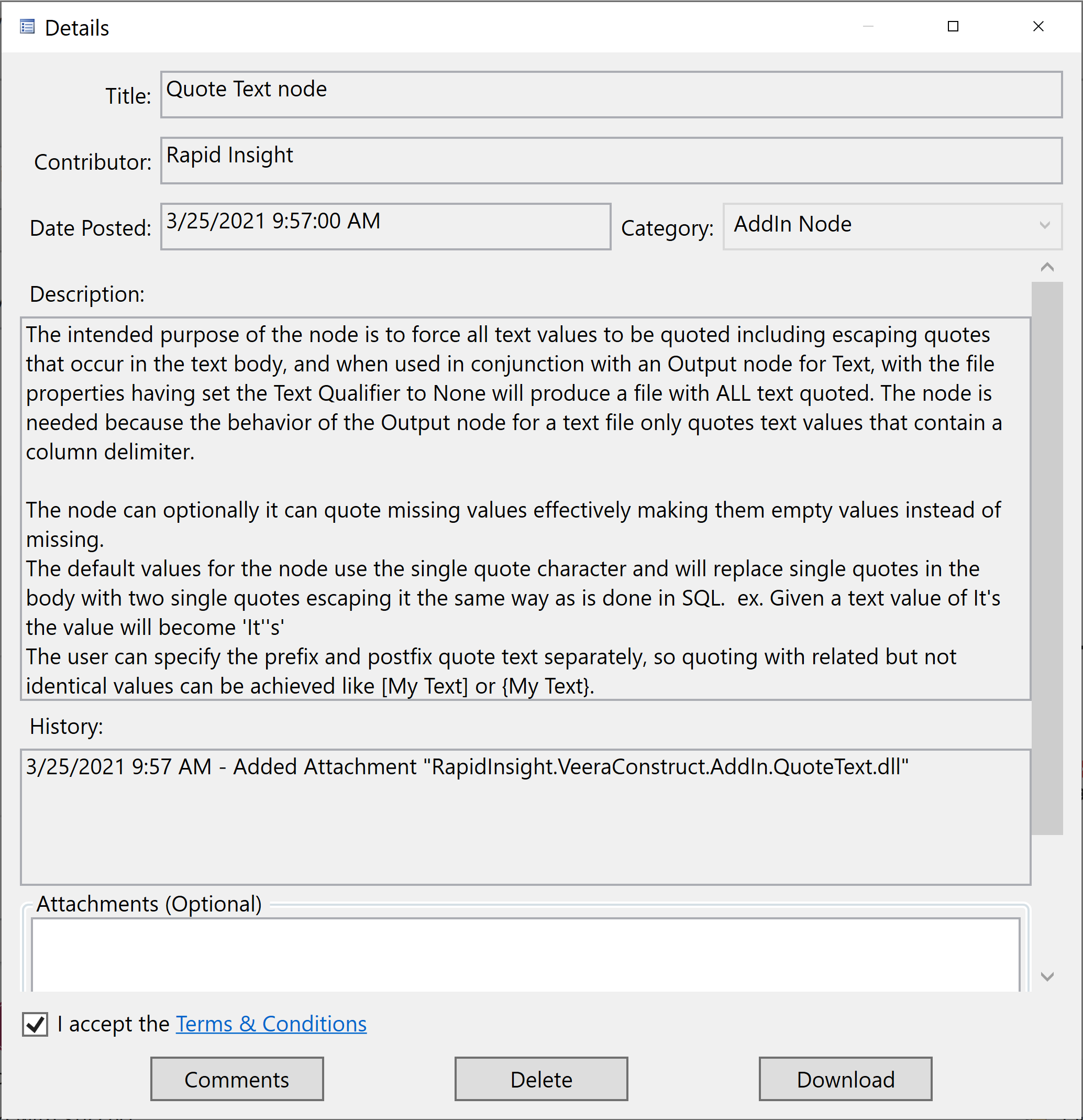 Adding Quote Text node from RICC