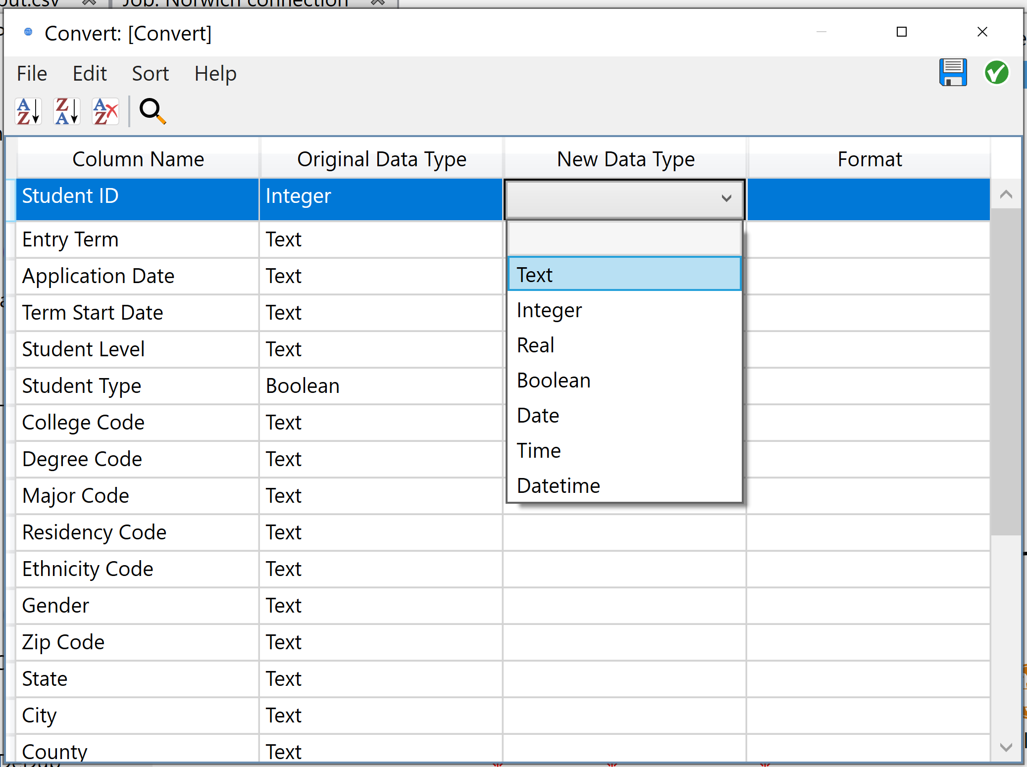 Configuring a Convert node