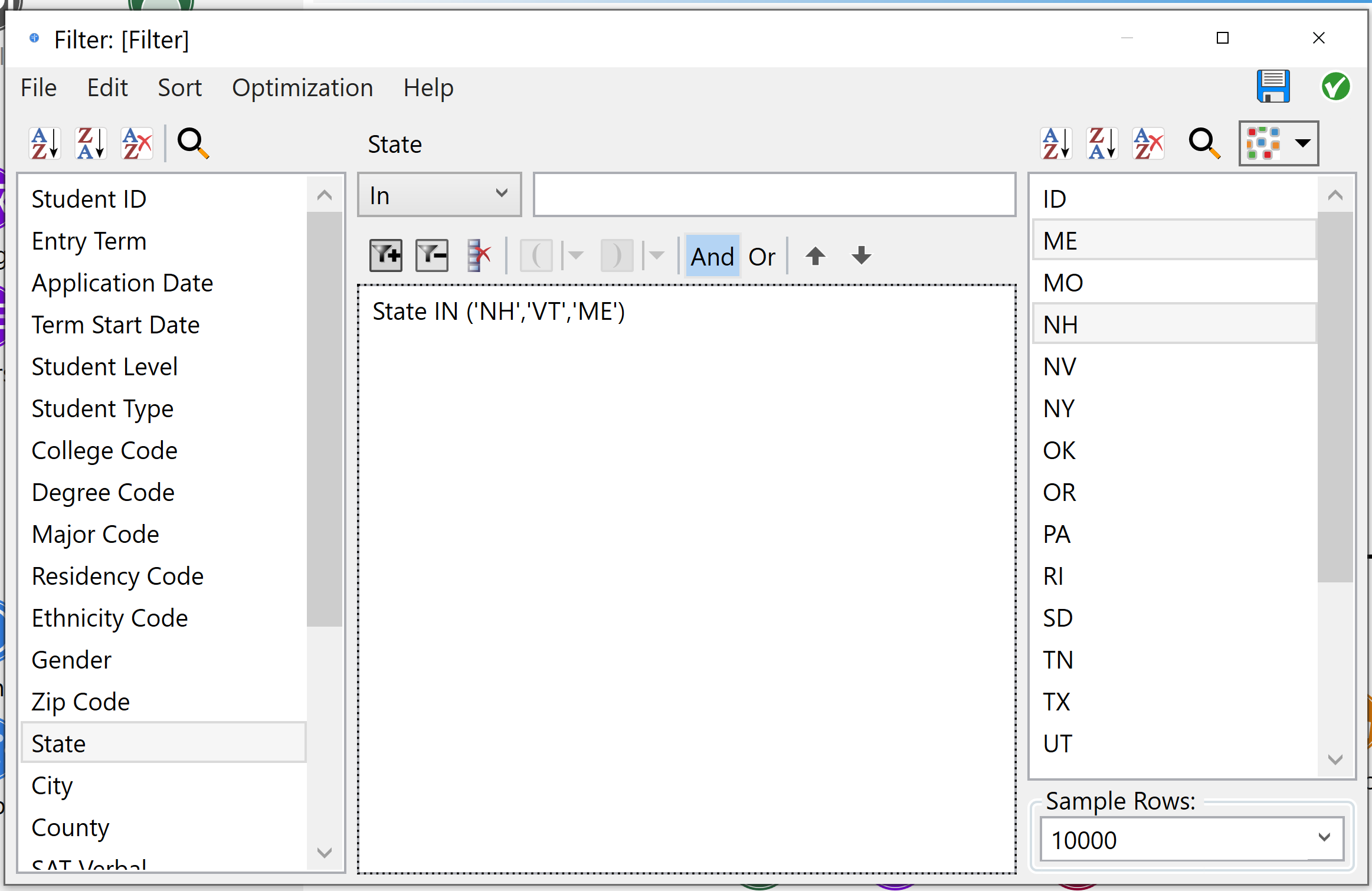 Configuring a Filter node
