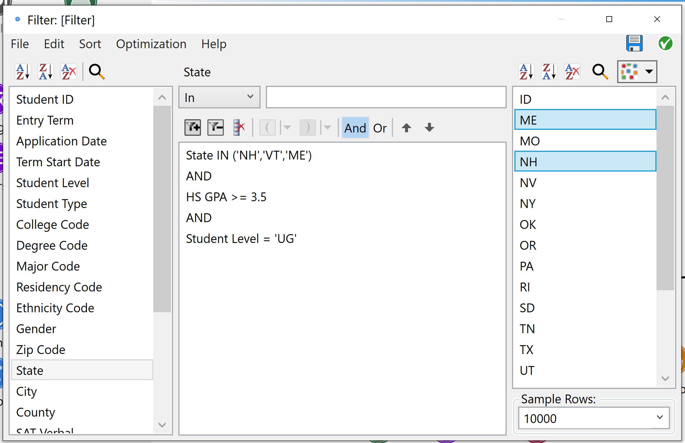 Filter node with multiple conditions