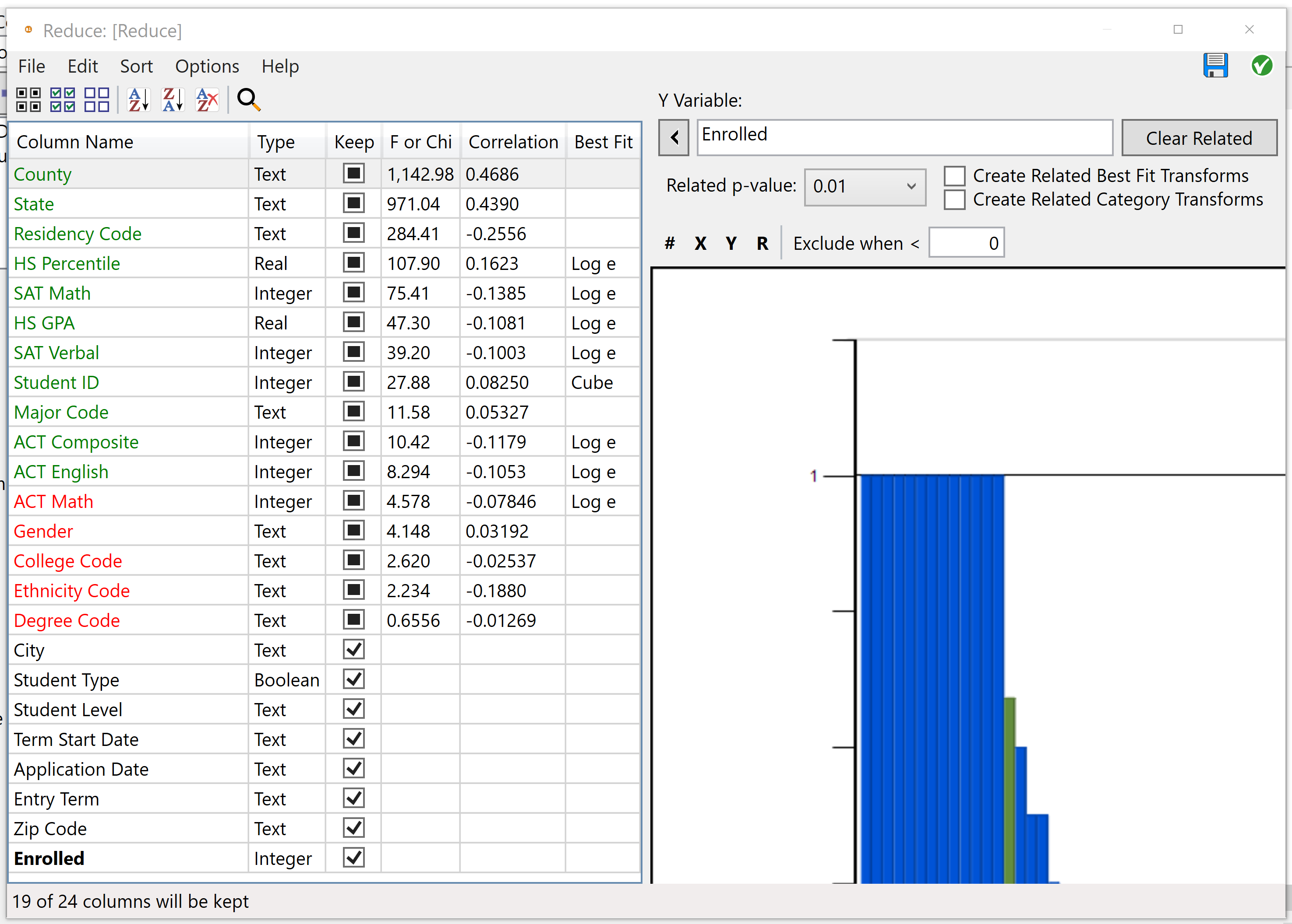 Reduce node window