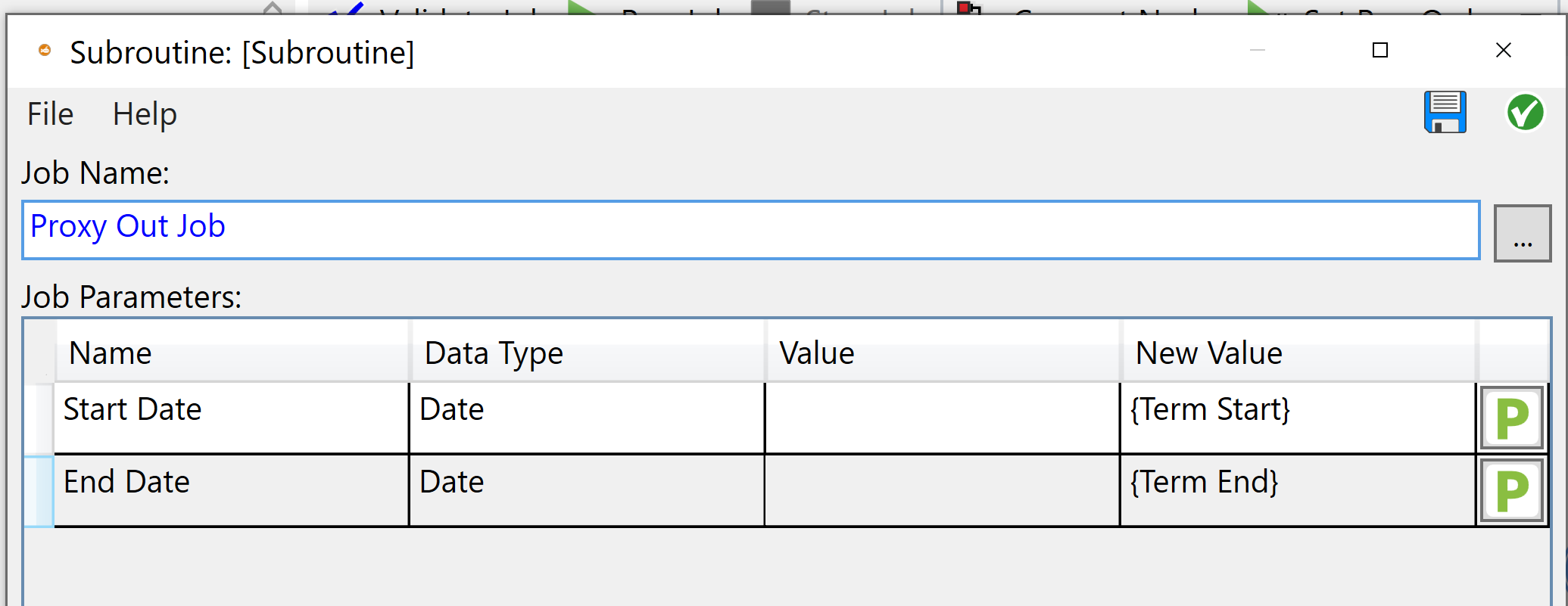 Configuring a subroutine with parameters