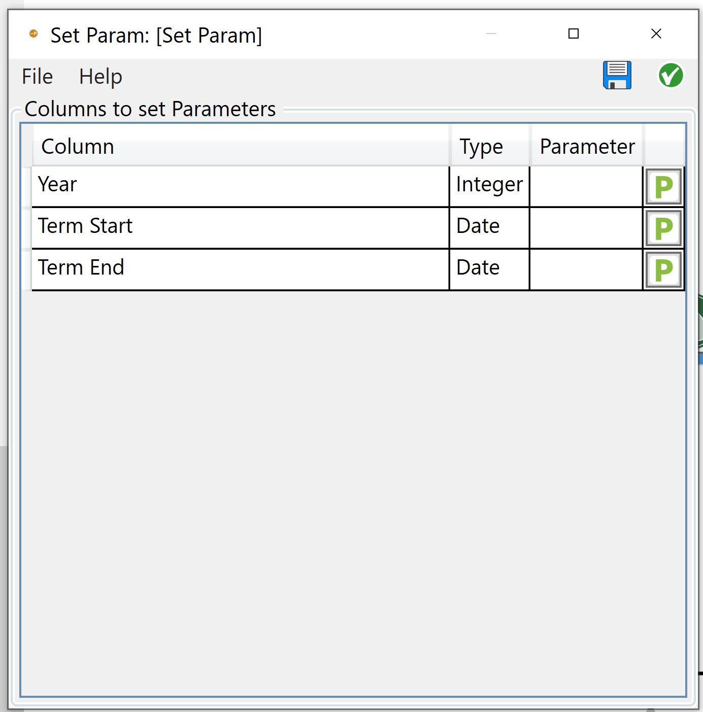 Configuring a Set Parameter node