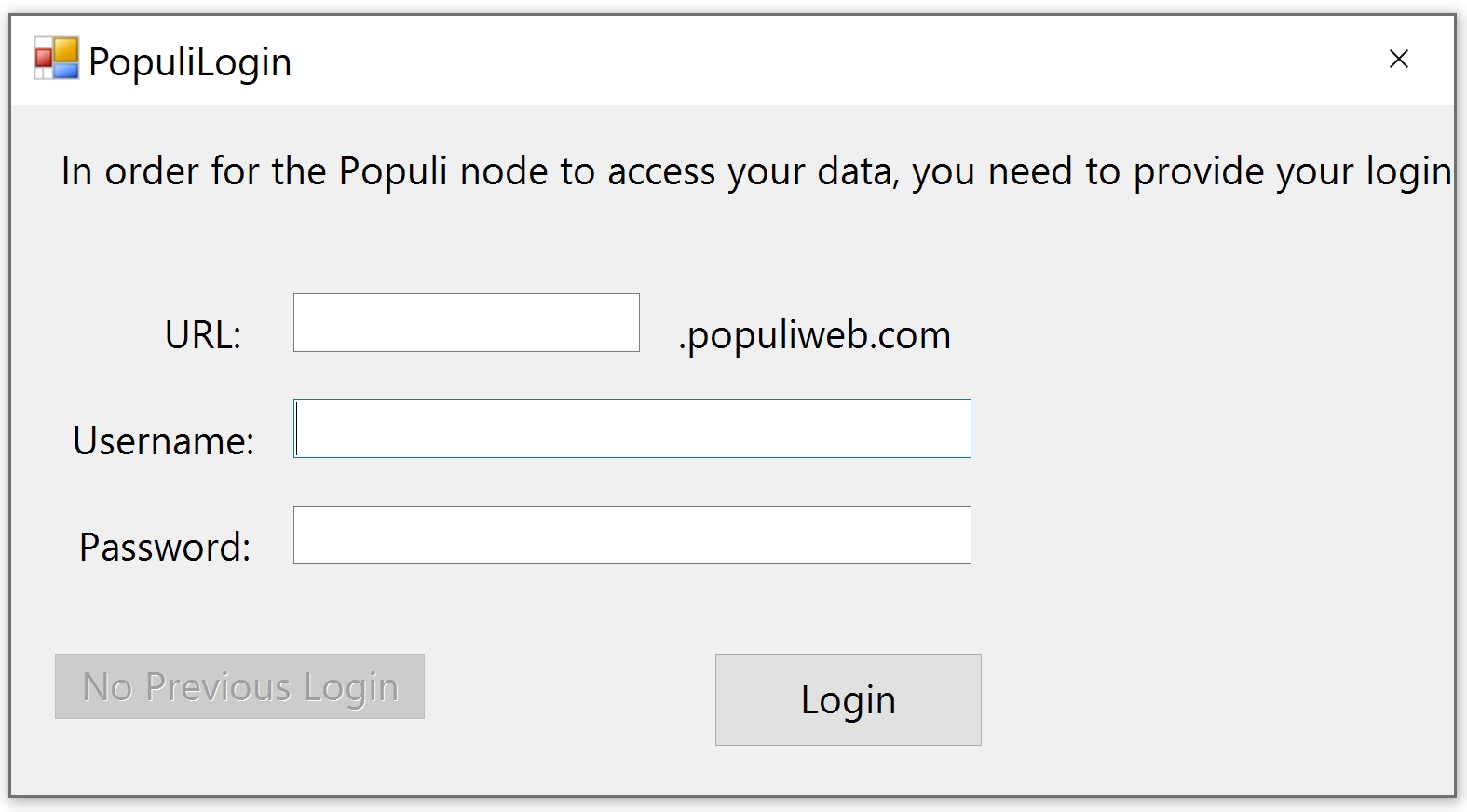 Login credentials for Populi account