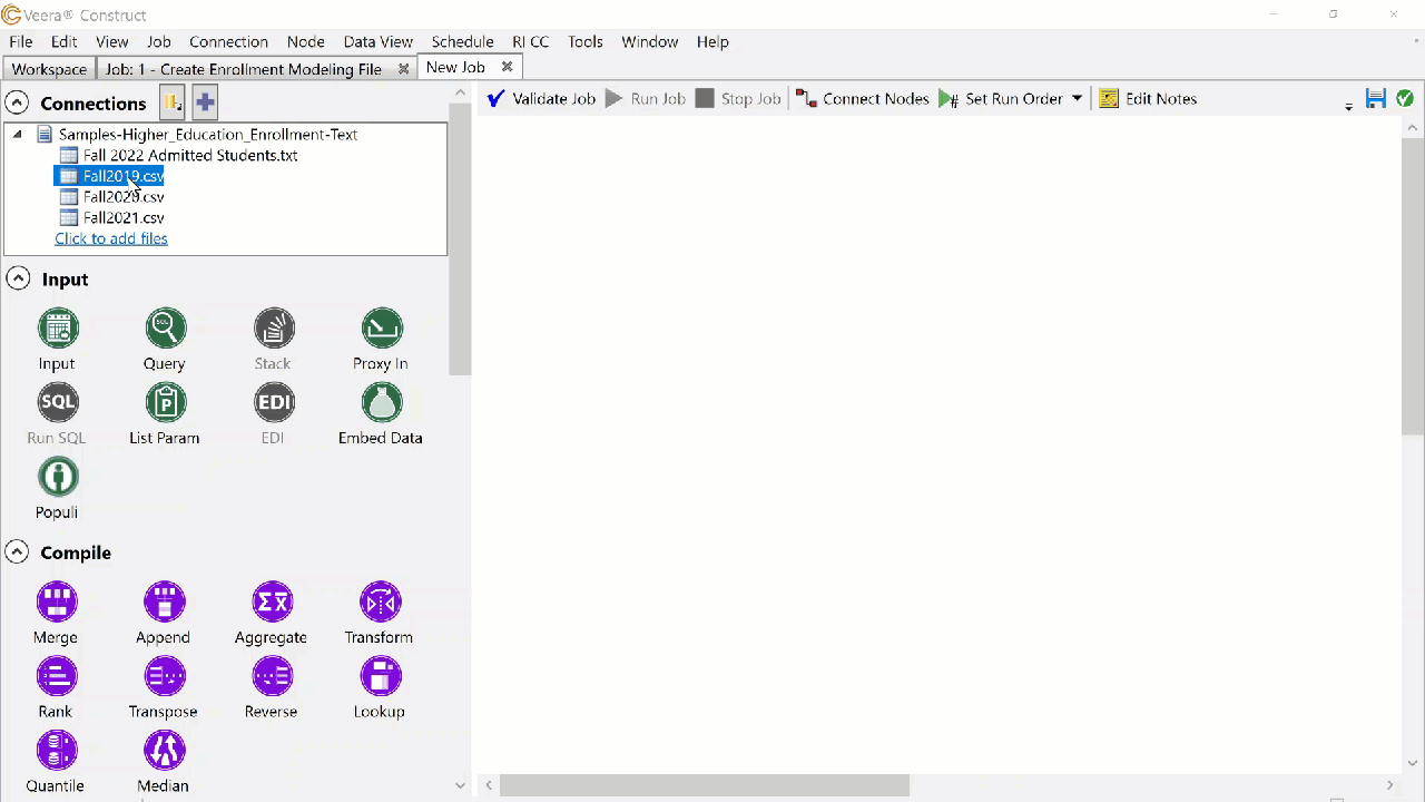 video of nodes being added and connected within the workspace