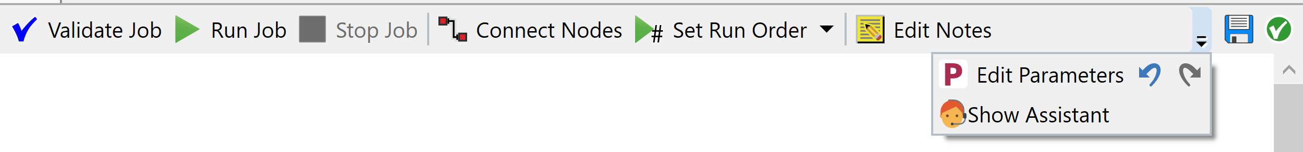 Job tab toolbar options