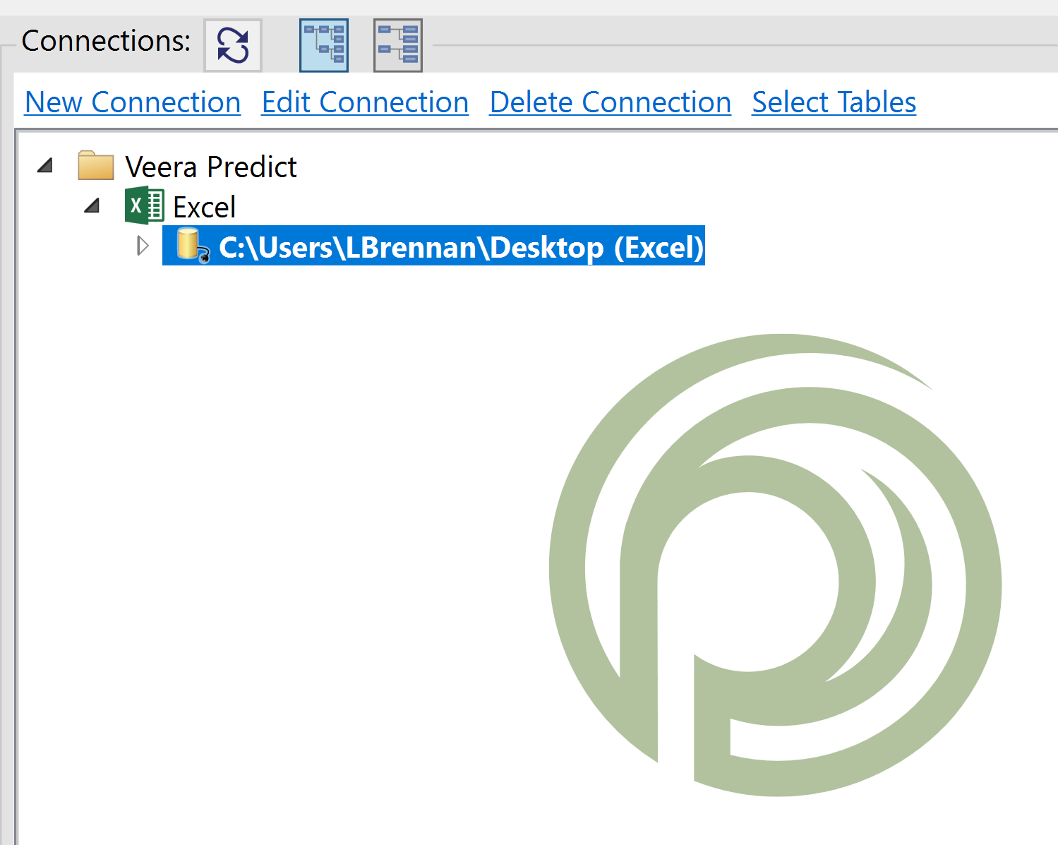 Connections section of workspace tab
