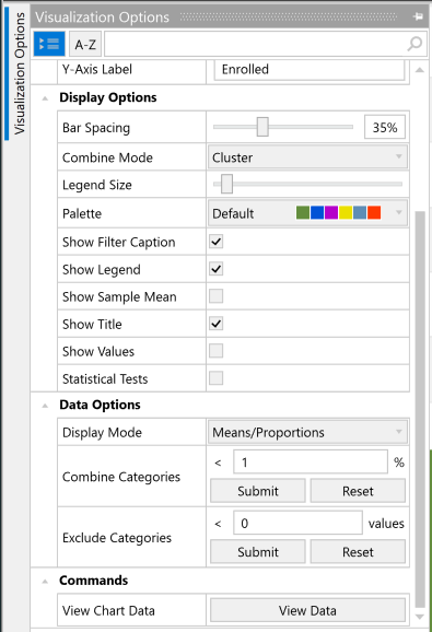 Visualization Options sidebar