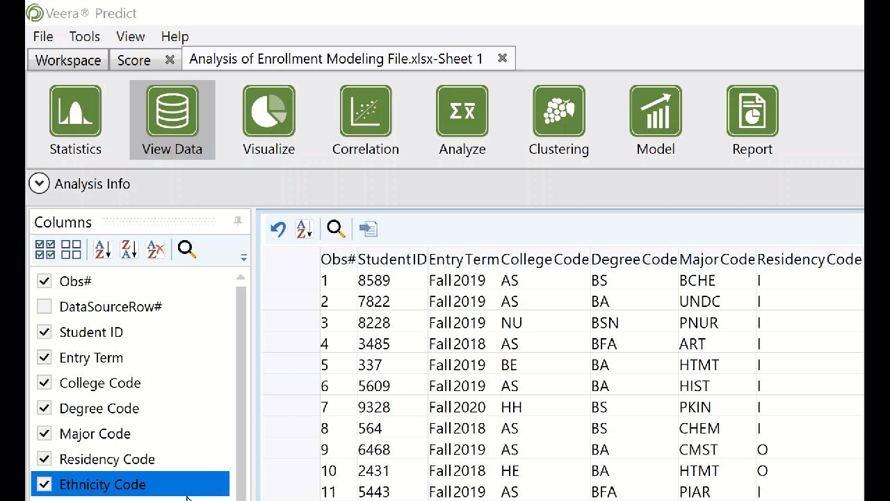 Gif of the visualization options sidebar opening